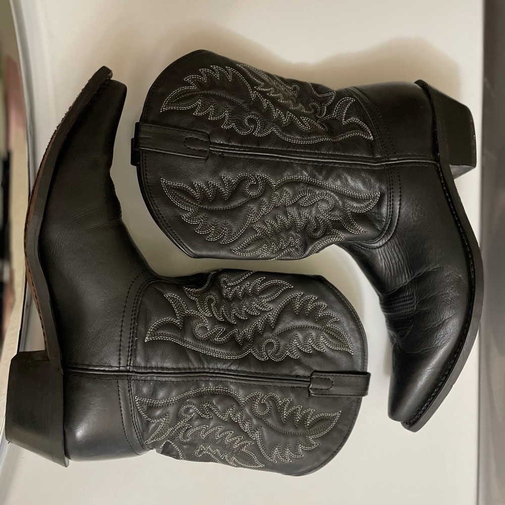 Laredo Black Western Leather Ankle Boots
